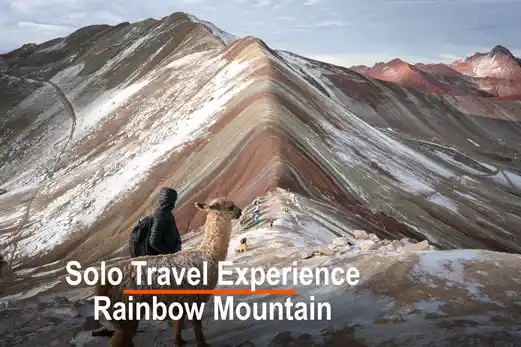 Llama looking to Rainbow Mountain